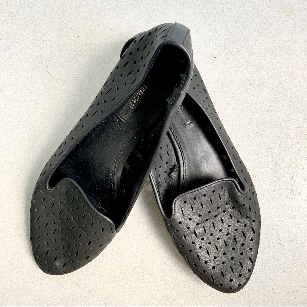 Cut Out Faux Leather Flats